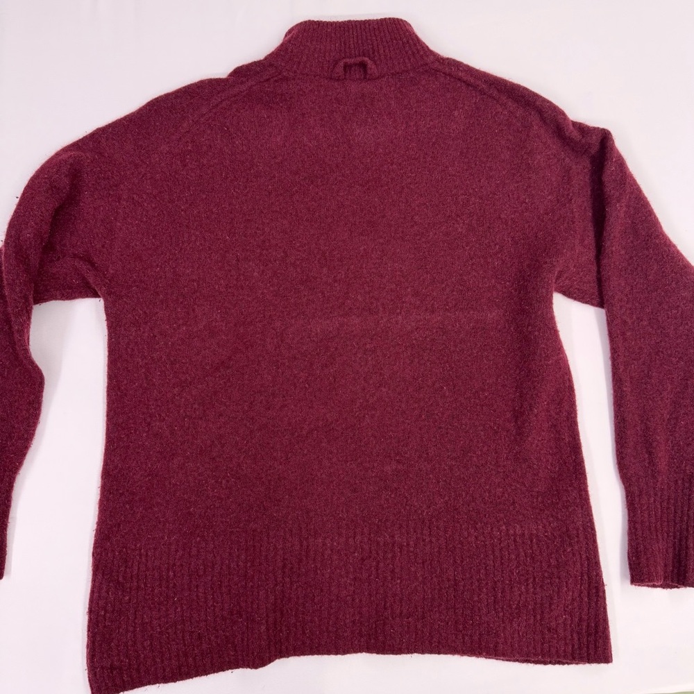 Everlane Cozy Stretch Pullover Burgundy Mock Neck Wool Blend Sweater Size Small - Picture 12 of 13